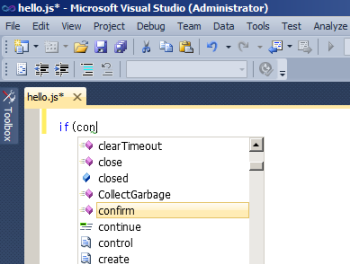 Visual Studio による JavaScript サポート